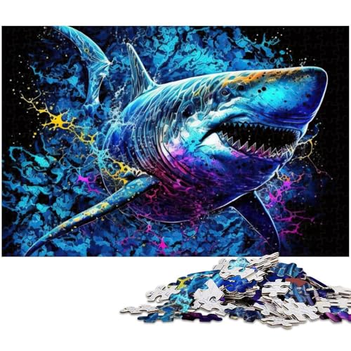 Puzzles für Erwachsene, 1000 Hai, Bunte Puzzles für Erwachsene und Kinder, Papier-Puzzle, Lernspielzeug (Größe 38 x 26 cm) von zouxangzz