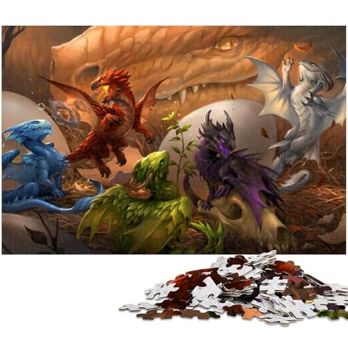 Puzzles für Erwachsene 1000 Baby Drachen Puzzles für Erwachsene und Kinder Papierpuzzle Lernspielzeug (Größe 38 x 26 cm) von zouxangzz