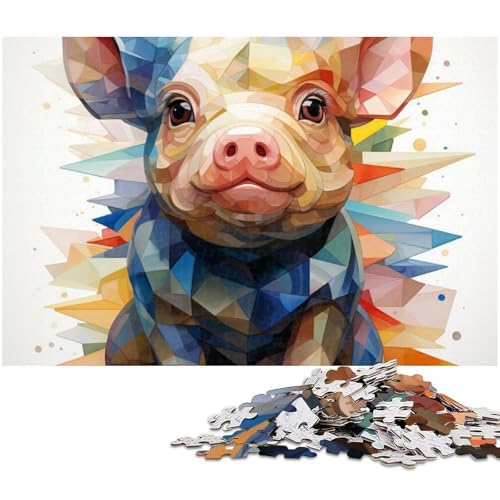 Puzzles für Erwachsene 1000 Bunte Aquarell Schweine Puzzles für Erwachsene und Kinder Holzpuzzle Lernspielzeug (Größe 75 x 50 cm) von zouxangzz