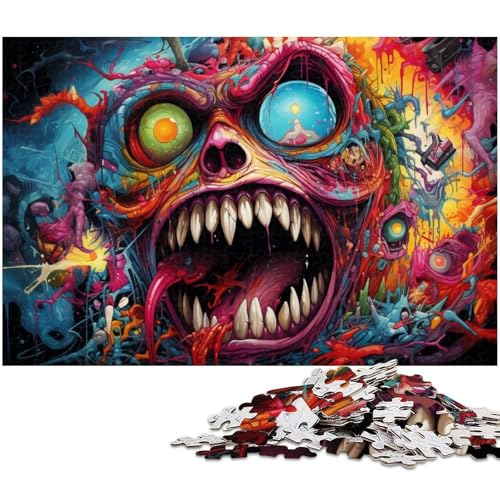 Puzzles für Erwachsene 1000 Bunte Höllenmonster Puzzles für Erwachsene und Kinder Holzpuzzle Lernspielzeug 1000 Teile (75 x 50 cm) von zouxangzz