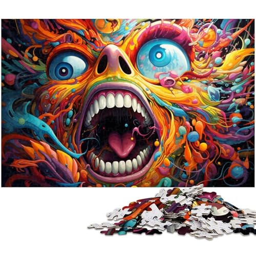 Puzzles für Erwachsene 1000 Bunte Neonmonster Puzzles für Erwachsene und Kinder Holzpuzzle Lernspielzeug 1000 Teile (75 x 50 cm) von zouxangzz