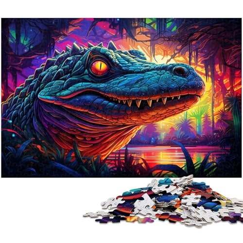 Puzzles für Erwachsene 1000 Bunte Nilkrokodile Puzzles für Erwachsene und Kinder Holzpuzzle Lernspielzeug (Größe 75 x 50 cm) von zouxangzz
