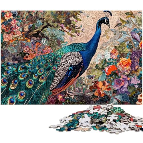 Puzzles für Erwachsene 1000 Bunte Pfauen Puzzles für Erwachsene und Kinder Holzpuzzle Lernspielzeug (Größe 75 x 50 cm) von zouxangzz
