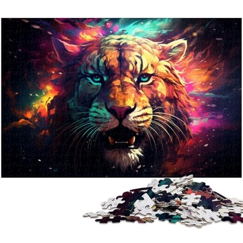 Puzzles für Erwachsene 1000 Bunte Puzzles mit wütendem Tiger für Erwachsene und Kinder Holzpuzzle Lernspielzeug 1000 Teile (75 x 50 cm) von zouxangzz