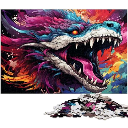 Puzzles für Erwachsene 1000 Bunte psychedelische Drachen Puzzles für Erwachsene und Kinder Papierpuzzle Lernspielzeug 1000 Teile (38 x 26 cm) von zouxangzz