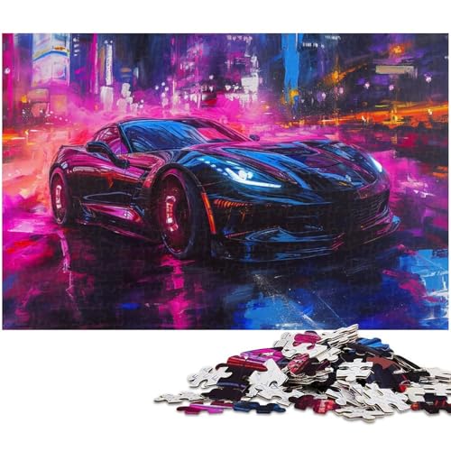 Puzzles für Erwachsene 1000 Coole Stadtautos Puzzles für Erwachsene und Kinder Holzpuzzle Lernspielzeug (Größe 75 x 50 cm) von zouxangzz