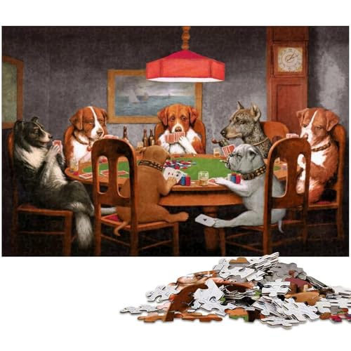 Puzzles für Erwachsene 1000 Hunde die Poker Spielen Puzzles für Erwachsene und Kinder Papierpuzzle Lernspielzeug (Größe 38 x 26 cm) von zouxangzz