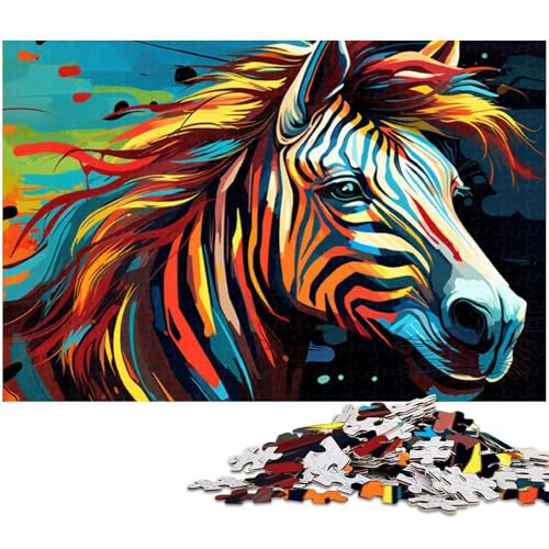 Puzzles für Erwachsene 1000 Kunst Graffiti Zebra Puzzles für Erwachsene und Kinder Papierpuzzle Lernspielzeug (Größe 38 x 26 cm) von zouxangzz