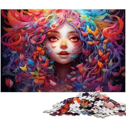 Puzzles für Erwachsene 1000 Regenbogen Mädchen Puzzles für Erwachsene und Kinder Holzpuzzle Lernspielzeug (Größe 75 x 50 cm) von zouxangzz