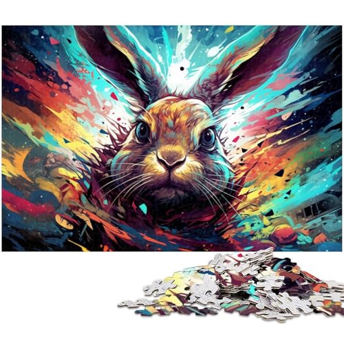 Puzzles für Erwachsene 1000 Stück Bunte Kaninchen Puzzles für Erwachsene und Kinder Holzpuzzle Lernspielzeug 1000 Teile (75 x 50 cm) von zouxangzz