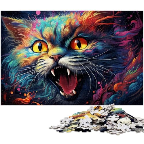 Puzzles für Erwachsene 1000 Stück Bunte Tier und Katzen Puzzles für Erwachsene und Kinder Papierpuzzle Lernspielzeug 1000 Teile (38 x 26 cm) von zouxangzz