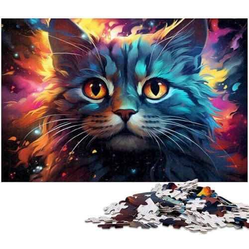 Puzzles für Erwachsene 1000 Stück farbenfroh psychedelisch niedlich Nebelkätzchen Puzzles für Erwachsene und Kinder Papierpuzzle Lernspielzeug 1000 Teile (38 x 26 cm) von zouxangzz