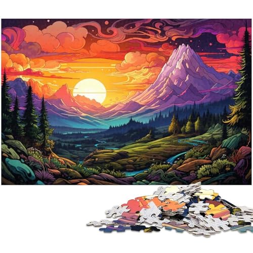 Puzzles für Erwachsene 1000 Stück farbenfrohe Fantasielandschaft Puzzles für Erwachsene und Kinder Holzpuzzle Lernspielzeug 1000 Teile (75 x 50 cm) von zouxangzz