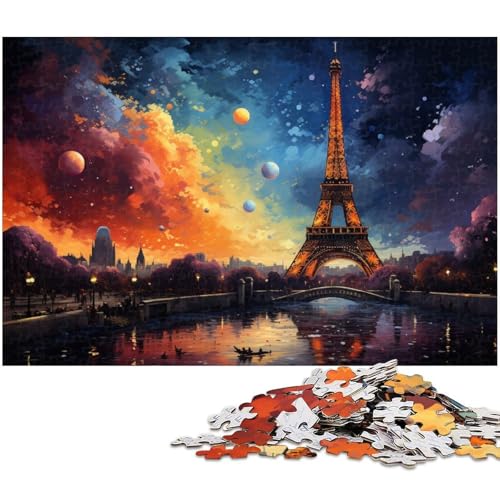 Puzzles für Erwachsene 1000 Teile farbenfroh Eiffelturm Puzzles für Erwachsene und Kinder Holzpuzzle Lernspielzeug 1000 Teile (75 x 50 cm) von zouxangzz