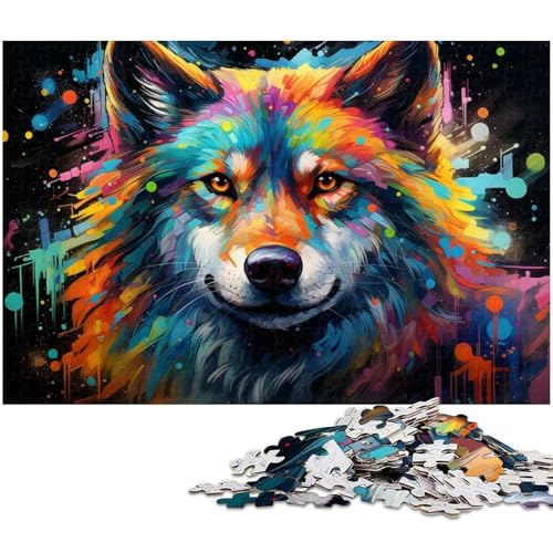 Puzzles für Erwachsene 1000 Teile farbenfrohes Fantasy Wolf Puzzle für Erwachsene und Kinder Holzpuzzle Lernspielzeug 1000 Teile (75 x 50 cm) von zouxangzz