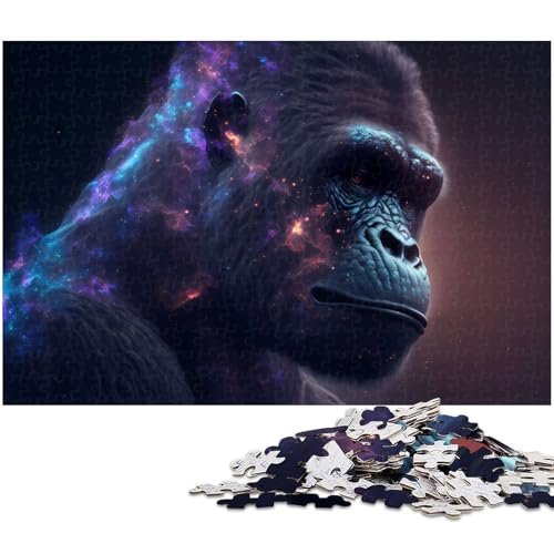 Puzzles für Erwachsene 1000 Tier Gorilla Puzzles für Erwachsene und Kinder Holzpuzzle Lernspielzeug (Größe 75 x 50 cm) von zouxangzz