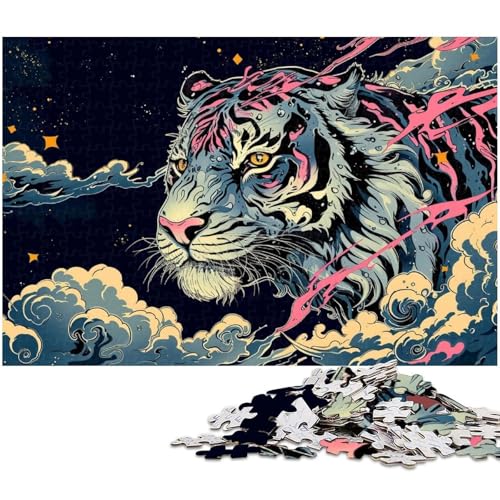 Puzzles für Erwachsene 1000 Tiger Puzzles für Erwachsene und Kinder Holzpuzzle Lernspielzeug (Größe 75 x 50 cm) von zouxangzz