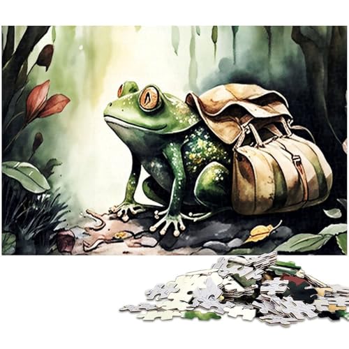 Reise Laubfrosch Puzzle 1000 Teile für Erwachsene Lernspiel Herausforderungsspielzeug Wichtelgeschenke (Größe 75 x 50 cm) von zouxangzz
