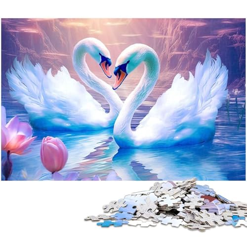 Schwanenpaar Puzzle 1000 Teile für Erwachsene Lernspiel Herausforderungsspielzeug Wichtelgeschenke (Größe 38 x 26 cm) von zouxangzz