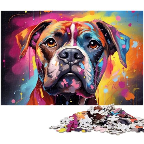 Süßes Boxerwelpen Puzzle 1000 Teile für Erwachsene Lernspiel Herausforderungsspielzeug Wichtelgeschenke 1000 Teile (38 x 26 cm) von zouxangzz
