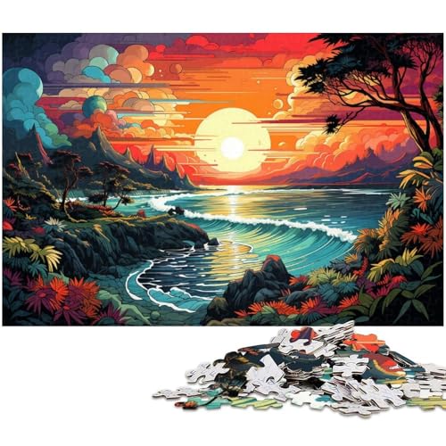 Sunset Beach Puzzle 1000 Teile für Erwachsene Lernspiel Herausforderungsspielzeug Wichtelgeschenke 1000 Teile (75 x 50 cm) von zouxangzz