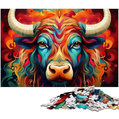 Tier Büffel Puzzle 1000 Teile für Erwachsene Lernspiel Herausforderungsspielzeug Wichtelgeschenke (Größe 75 x 50 cm) von zouxangzz