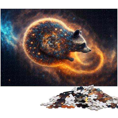 Tier Waschbär Puzzle 1000 Teile Puzzle für Erwachsene Lernspiel Herausforderungsspielzeug Wichtelgeschenke (Größe 75 x 50 cm) von zouxangzz