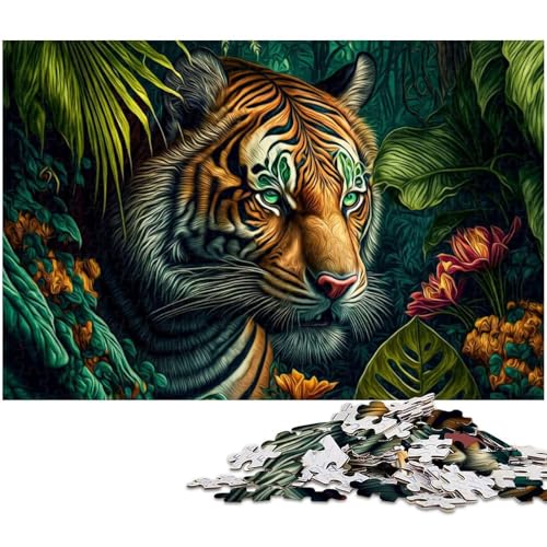Tiger Puzzle 1000 Teile für Erwachsene Lernspiel Herausforderungsspielzeug Wichtelgeschenke (Größe 75 x 50 cm) von zouxangzz