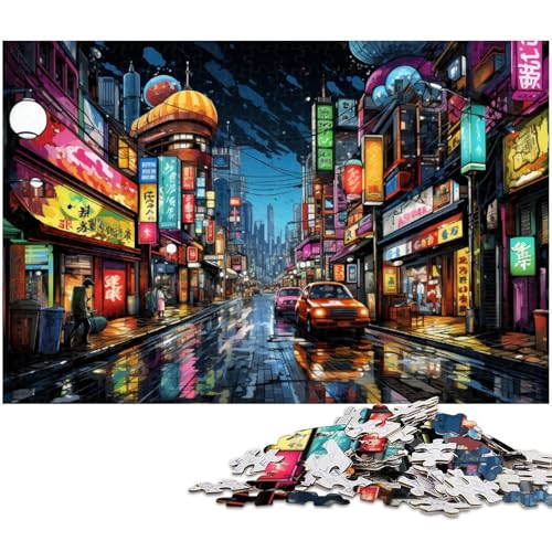 Tokio Japan Stadt bei Nacht Puzzle 1000 Teile für Erwachsene Lernspiel Herausforderung Spielzeug Wichtelgeschenke 1000 Teile (75 x 50 cm) von zouxangzz