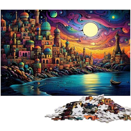 Wunderschönes farbenfrohes Planet City Puzzle mit 1000 Teilen für Erwachsene Lernspiel Herausforderungsspielzeug Wichtelgeschenke 1000 Teile (75 x 50 cm) von zouxangzz