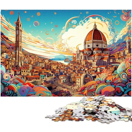 für Erwachsene 1000 Teile farbenfrohes psychedelisches Italien Florenz Puzzle für Erwachsene Holzpuzzle lustige Puzzlespiele 1000 Teile (75 x 50 cm) von zouxangzz