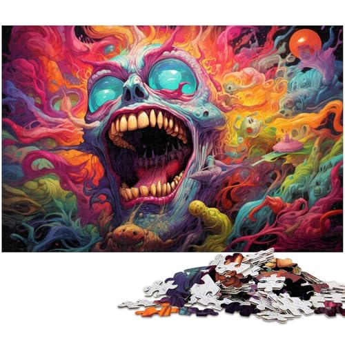 für Erwachsene 1000 teiliges Fantasy Monster Art Puzzle für Erwachsene Holzpuzzle lustige Puzzlespiele 1000 Teile (75 x 50 cm) von zouxangzz