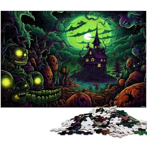 für Erwachsene 1000 teiliges Halloween Horror Nacht Puzzle für Erwachsene Papierpuzzle lustige Puzzlespiele 1000 Teile (38 x 26 cm) von zouxangzz