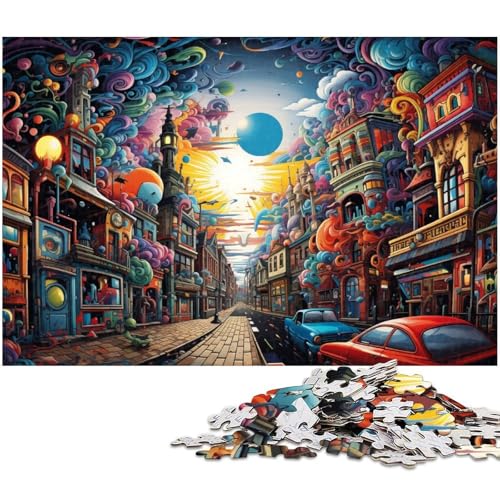 für Erwachsene 1000 teiliges Puzzle „Bunte psychedelische Kunst in Amsterdam für Erwachsene Holzpuzzle lustige Puzzlespiele 1000 Teile (75 x 50 cm) von zouxangzz
