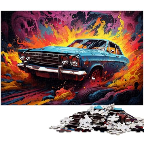 für Erwachsene 1000 teiliges Puzzle „Verlassenes Auto für Erwachsene Holzpuzzle lustige Puzzlespiele 1000 Teile (75 x 50 cm) von zouxangzz
