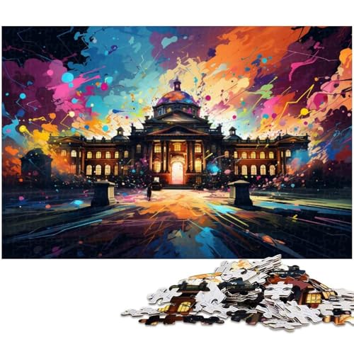 für Erwachsene 1000 teiliges Puzzle Bunte Psychedelie im Schloss Fredensborg für Erwachsene Holzpuzzle lustige Puzzlespiele 1000 Teile (75 x 50 cm) von zouxangzz