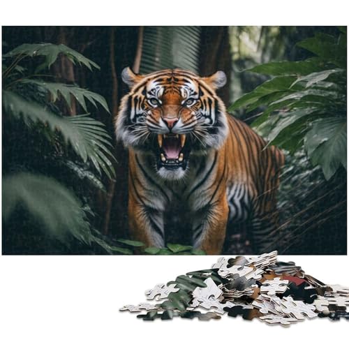 für Erwachsene 1000 teiliges Puzzle mit Porträt eines wütenden Tigers für Erwachsene Papierpuzzle lustige Puzzlespiele (Größe 38 x 26 cm) von zouxangzz