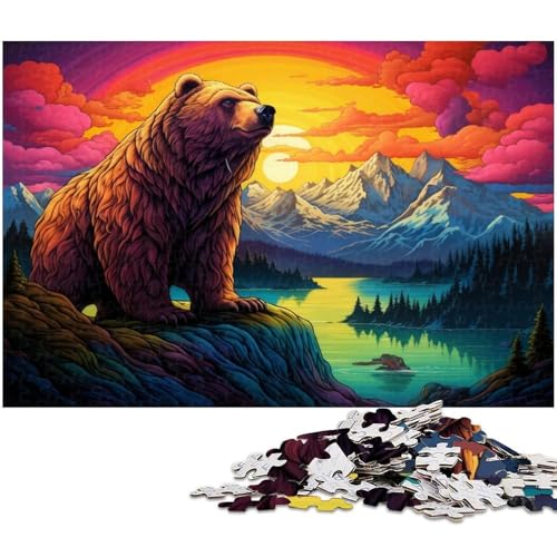 für Erwachsene 1000 teiliges Puzzle mit braunem Bärenmotiv für Erwachsene Papierpuzzle lustige Puzzlespiele 1000 Teile (38 x 26 cm) von zouxangzz