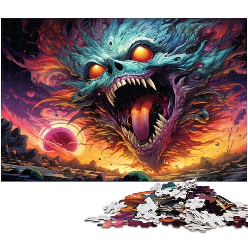 für Erwachsene 1000 teiliges buntes psychedelisches Monster Puzzle für Erwachsene lustige Puzzlespiele aus Papier 1000 Teile (38 x 26 cm) von zouxangzz