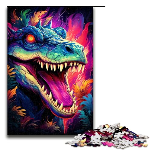 für Erwachsene 1000 teiliges farbenfrohes Dinosaurier Puzzle schwierig und herausfordernd 75 x 50 cm von zouxangzz