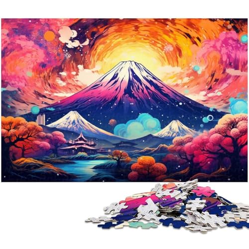 für Erwachsene 1000 teiliges farbenfrohes Puzzle mit dem Berg Fuji in Japan für Erwachsene Papierpuzzle lustige Puzzlespiele 1000 Teile (38 x 26 cm) von zouxangzz