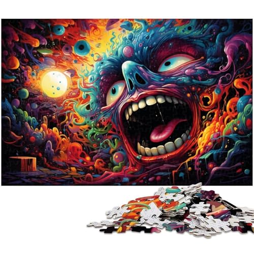 für Erwachsene 1000 teiliges farbenfrohes psychedelisches Dämonen Puzzle für Erwachsene Holzpuzzle lustige Puzzlespiele 1000 Teile (75 x 50 cm) von zouxangzz