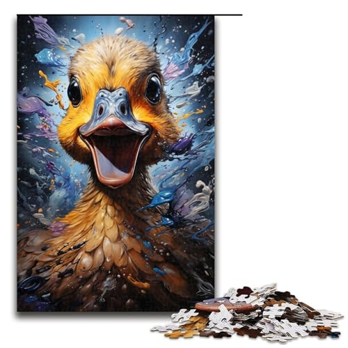 für Erwachsene 1000 teiliges farbenfrohes psychedelisches Ententier Puzzle für Erwachsene schwieriges und anspruchsvolles Holzpuzzle 75 x 50 cm von zouxangzz