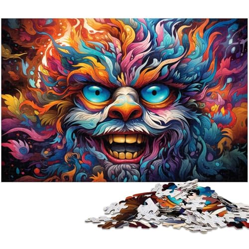 für Erwachsene 1000 teiliges farbenfrohes psychedelisches Monster Gemälde Puzzle für Erwachsene Holzpuzzle lustige Puzzlespiele 1000 Teile (75 x 50 cm) von zouxangzz