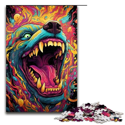 für Erwachsene 1000 teiliges farbenfrohes wildes Rottweiler Puzzle für Erwachsene schwieriges und anspruchsvolles Holzpuzzle 75 x 50 cm von zouxangzz