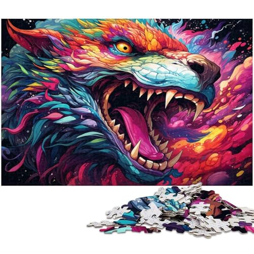 für Erwachsene 1000 teiliges psychedelisches Farbtier Puzzle für Erwachsene Papierpuzzle lustige Puzzlespiele 1000 Teile (38 x 26 cm) von zouxangzz