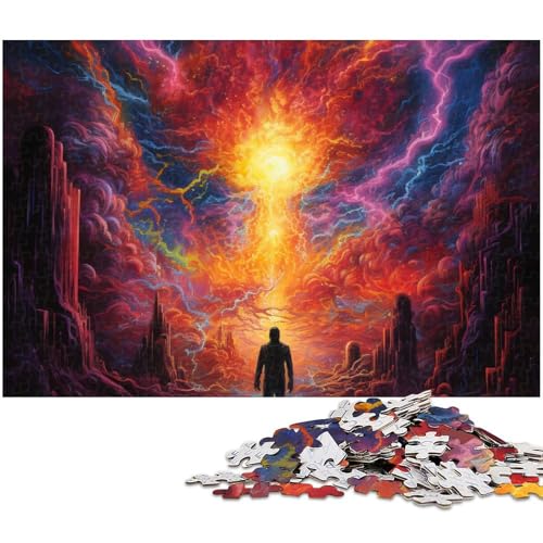 für Erwachsene 1000 teiliges psychedelisches Puzzle mit radioaktiver Energie für Erwachsene Holzpuzzle lustige Puzzlespiele (Größe 75 x 50 cm) von zouxangzz