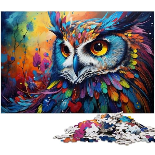 für Erwachsene 1000 teiliges psychedelisches buntes Eulen Puzzle für Erwachsene Holzpuzzle lustige Puzzlespiele 1000 Teile (75 x 50 cm) von zouxangzz