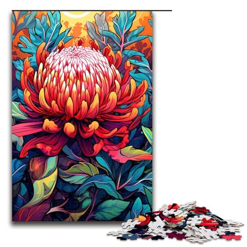 für Erwachsene Puzzle Bunte Blume 1000 teiliges Holzpuzzle für Erwachsene und Kinder ab 12 Jahren 75 x 50 cm von zouxangzz