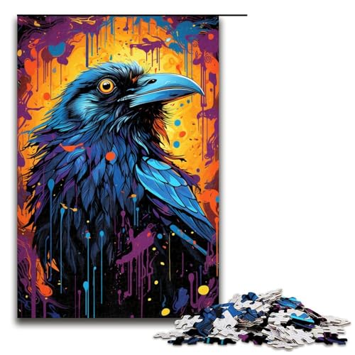 für Erwachsene Puzzle Bunte Fantasiekrähe 1000 teiliges Holzpuzzle für Erwachsene und Kinder ab 12 Jahren 75 x 50 cm von zouxangzz